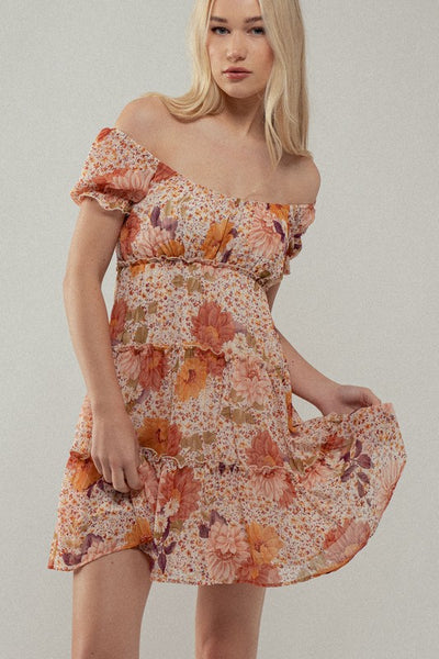 Sunset Bloom Tiered Dress