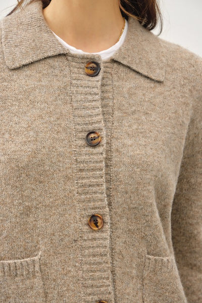 Wool Blend Collared Sweater Jacket