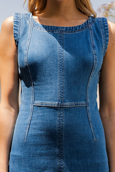 Sleeveless Denim Midi Dress