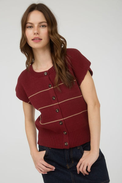 Stripe Short Sleeve Cardigan