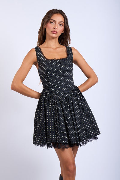 Polka Dot Fit And Flare Mini Dress