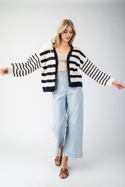 Striped Cropped Cardigan