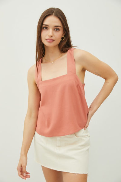 Square Neck Cross Back Relaxed Crop Top