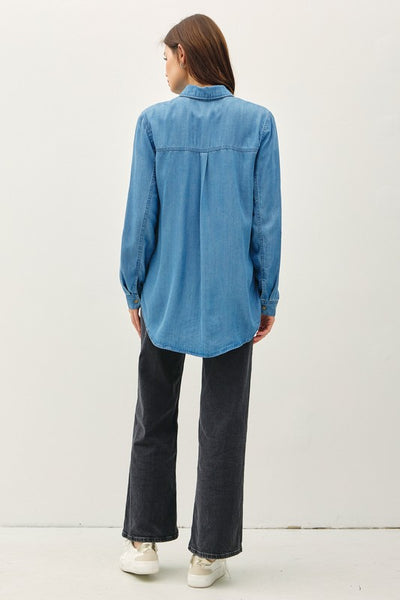 Denim Tencel Button Up Oversized Shirt