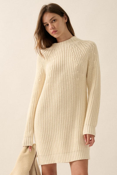 Solid Knit Mini Sweater Dress