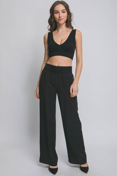 Long Casual Pants With Elastic Waistband