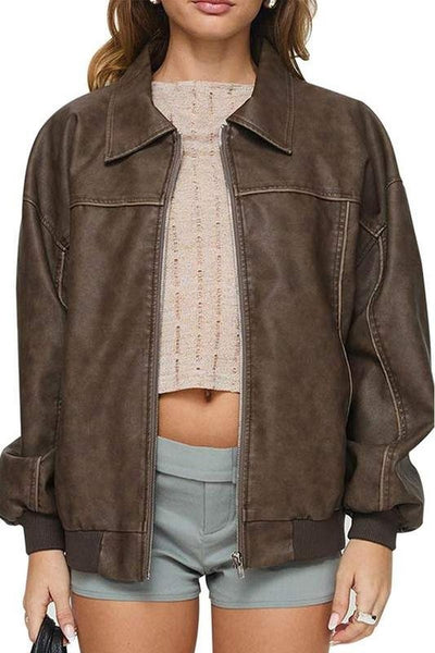 Retro Leather Bomber Jacket