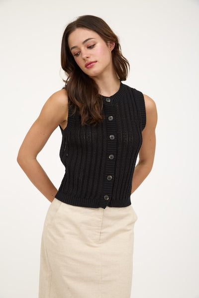 Button Down Sleeveless Cardigan