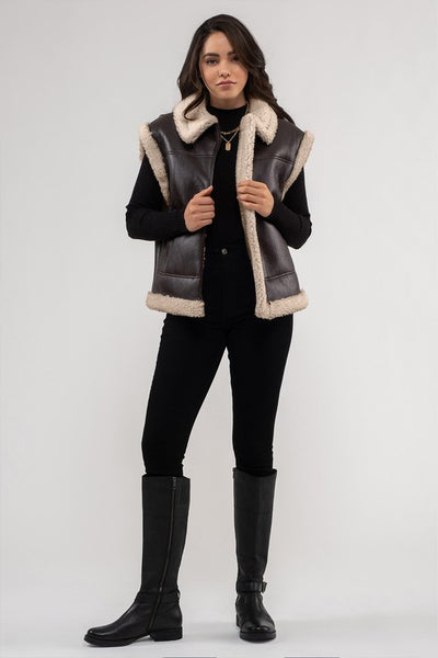 Faux Leather Shearling Vest