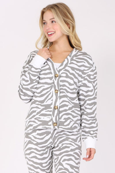 Animal Print Fleece Cardigan