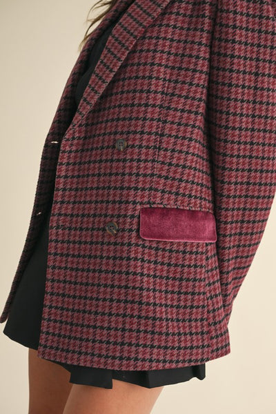 Wool Blend Houndstooth Coat