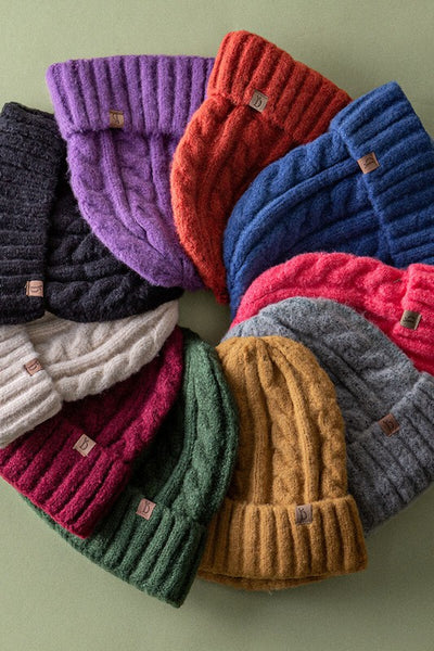 Chunky Cable Knit Ribbed Toques