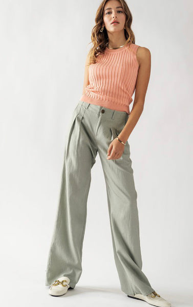 High Waisted Wide Fit Pleated Pants