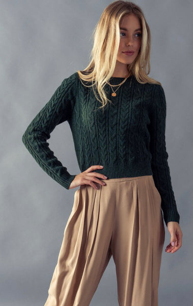 Soft Touch Rib Cuff Cable Knit Sweater