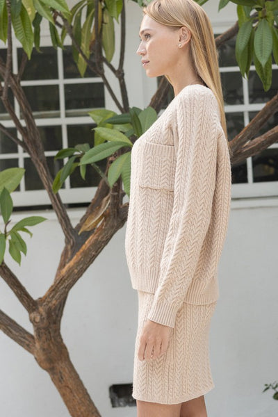 Cable Knit Sweater and Skirt Set