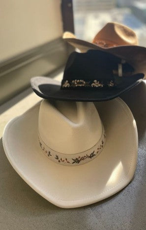 Flower Pattern Strap Cowboy Hat