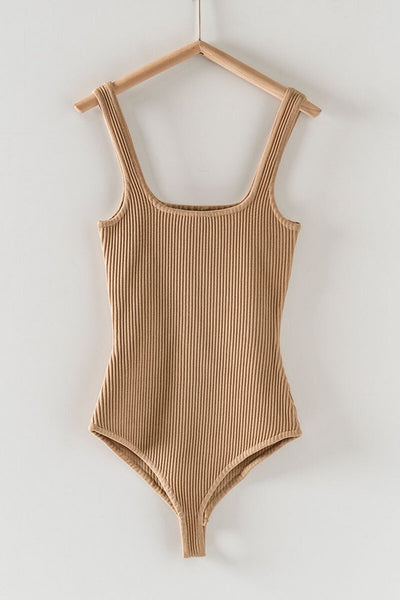 Willow & Root Ribbed Plunging V-Neck Bodysuit - Women's Bodysuits in Honey  Gold Cream