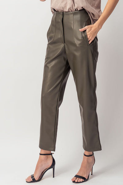 Faux Leather Pleated Ankle Pants